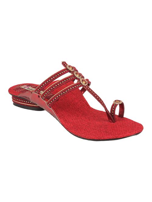 red fabric slip on kolhapuris - 12753879 - Very Small Image - 1