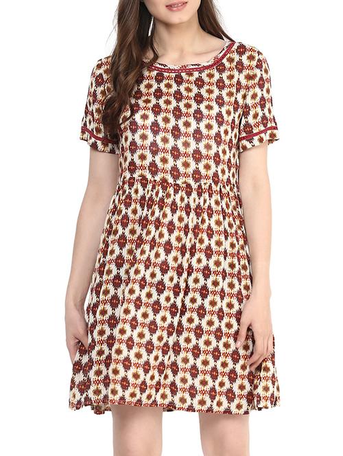red printed crepe dress - 12753890 - Very Small Image - 1