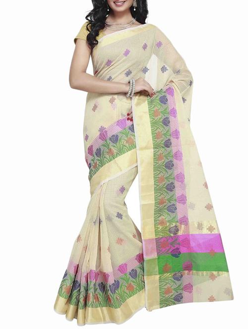cream color saree with blouse - 12754503 - Very Small Image - 1