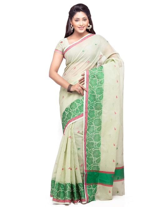 cream color saree with blouse - 12754539 - Very Small Image - 1