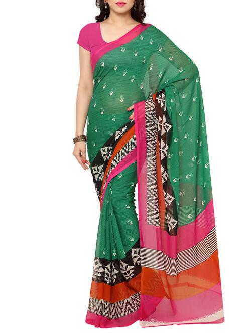 green color saree with blouse - 12754548 - Very Small Image - 1