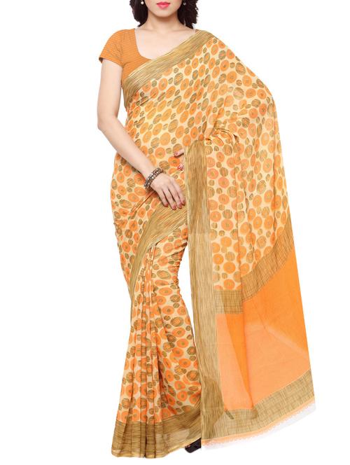 orange color saree with blouse - 12754713 - Very Small Image - 1