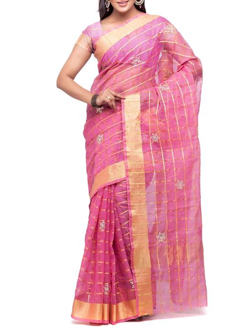 pink color saree with blouse - 12754739 - Very Small Image - 1