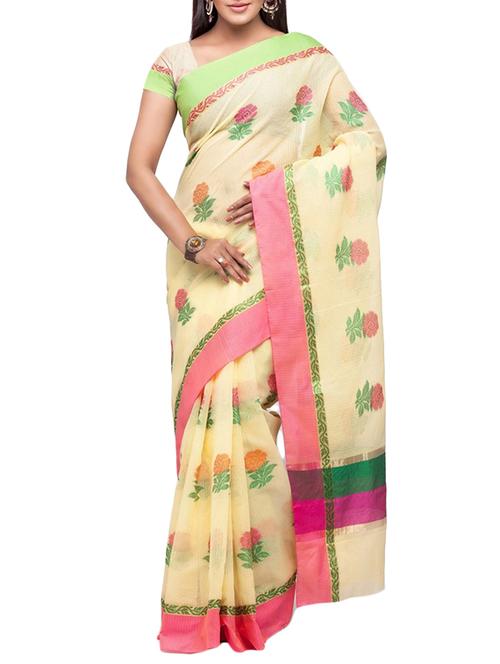 yellow color saree with blouse - 12754849 - Very Small Image - 1
