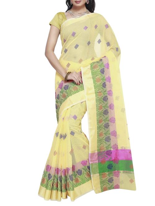 yellow color saree with blouse - 12754855 - Very Small Image - 1