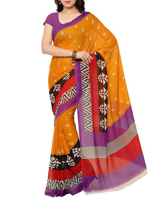 yellow color saree with blouse - 12754861 - Very Small Image - 1