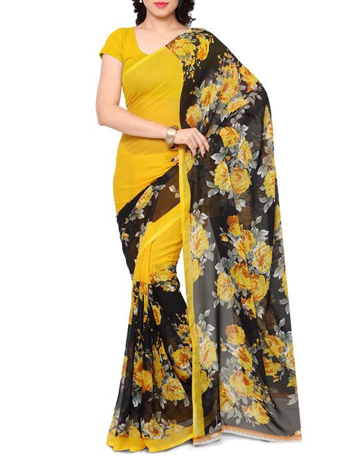 yellow color saree with blouse - 12754867 - Very Small Image - 1
