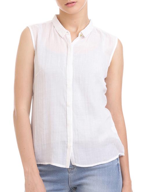 white viscose regular shirt - 12755420 - Very Small Image - 1