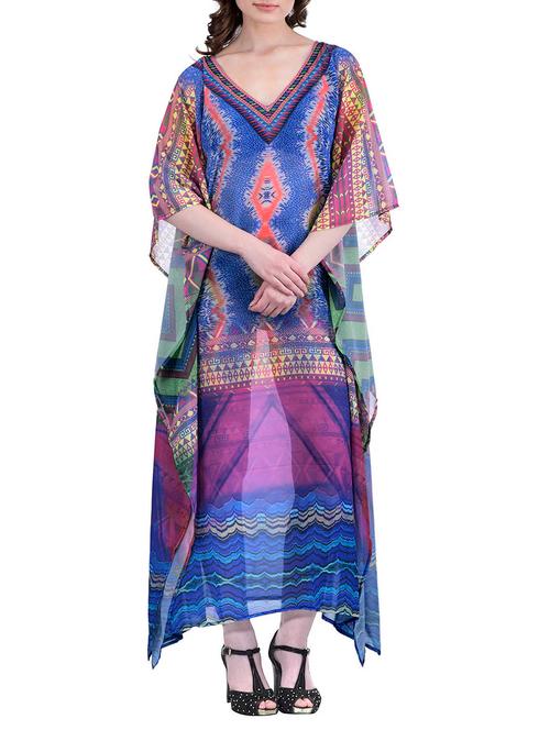 multi colored polyester kaftan - 12755863 - Very Small Image - 1