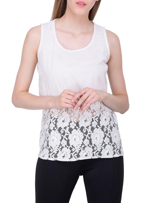 white solid lacy top - 12755882 - Very Small Image - 1