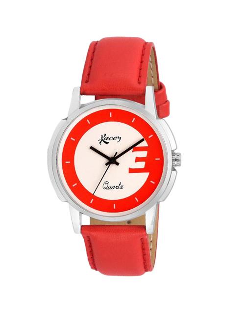 kacey red leather analog watch for women - 12758271 - Very Small Image - 1