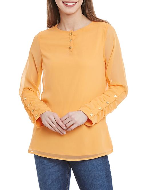 orange georgette top - 12758349 - Very Small Image - 1
