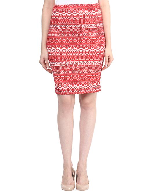 red printed viscose skirt - 12759071 - Very Small Image - 1