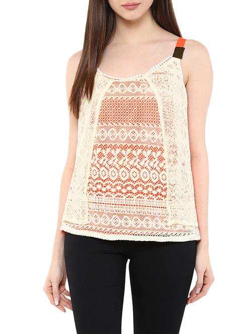 orange lace casual top - 12759076 - Very Small Image - 1