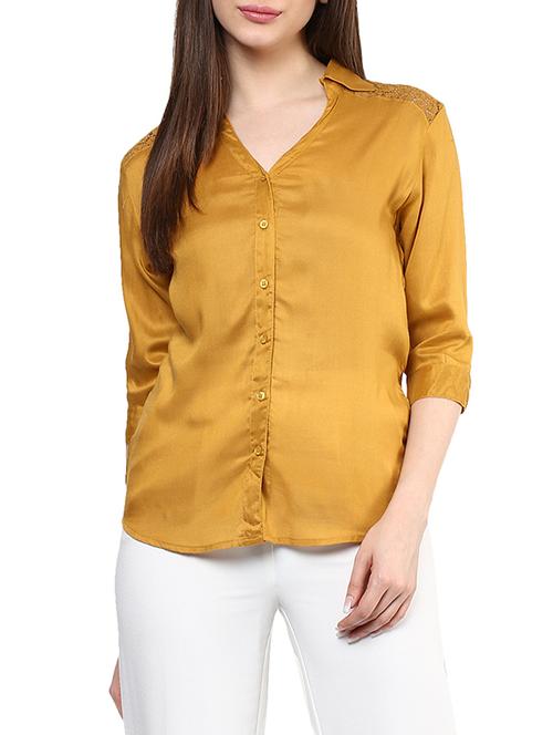 yellow rayon regular shirt - 12759091 - Very Small Image - 1