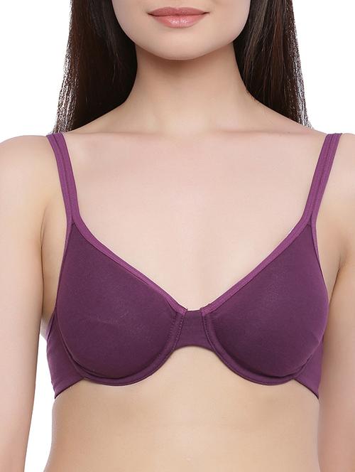purple cotton plunge bra - 12759280 - Very Small Image - 1