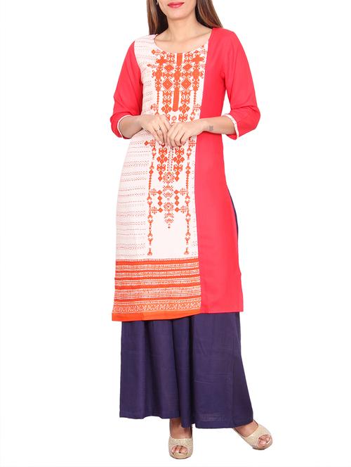 orange rayon kurti - 12759672 - Very Small Image - 1