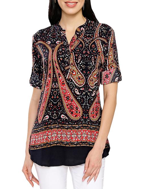 black cotton aline kurti - 12760000 - Very Small Image - 1
