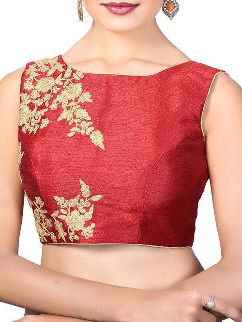brown dupion embroidered blouse - 12760546 - Very Small Image - 1