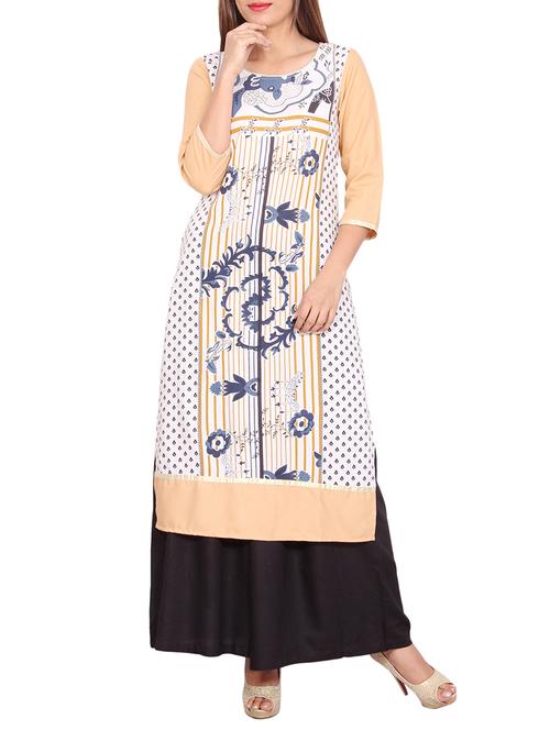 cream rayon kurti - 12760833 - Very Small Image - 1