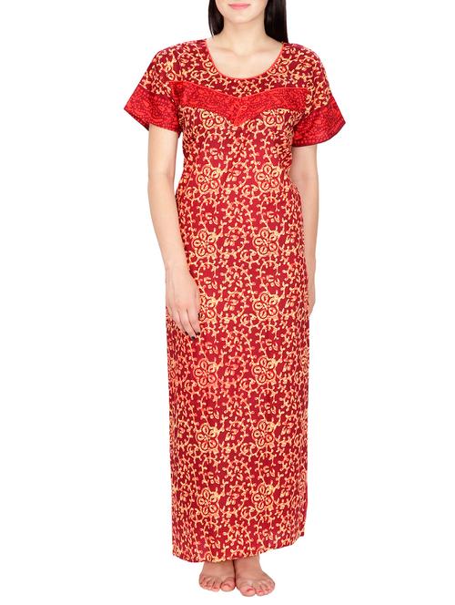 red printed cotton gown - 12760835 - Very Small Image - 1
