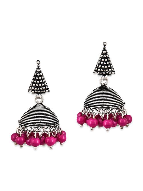 silver metal jhumka earrings - 12761671 - Very Small Image - 1