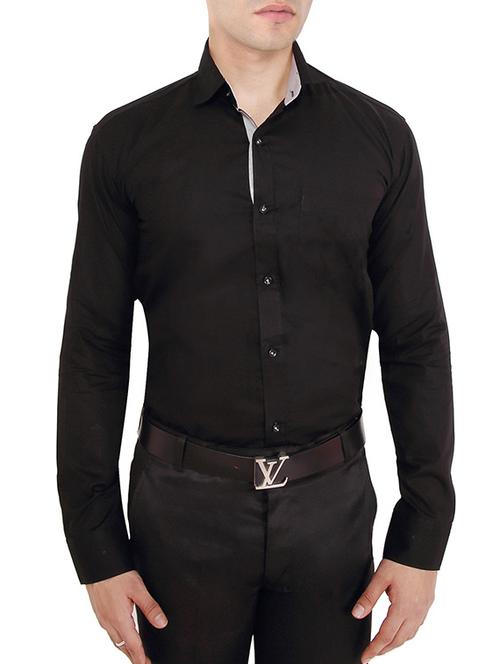 solid black cotton formal shirt - 12763330 - Very Small Image - 1