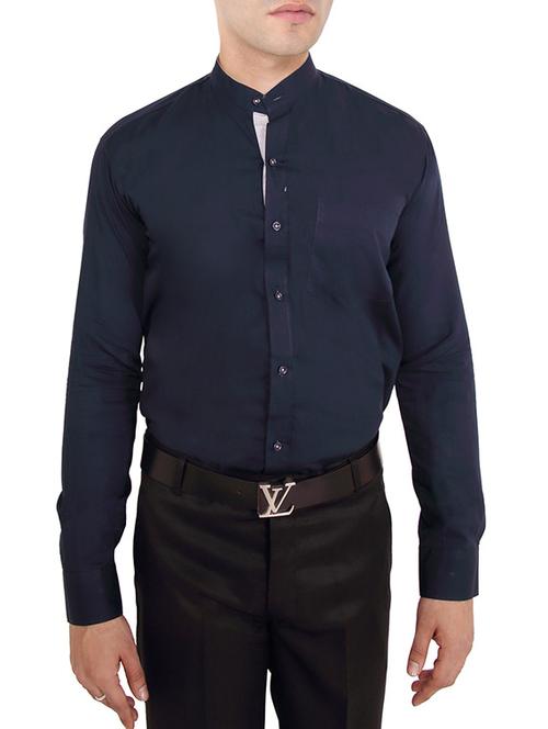 dark blue cotton casual shirt - 12763331 - Very Small Image - 1