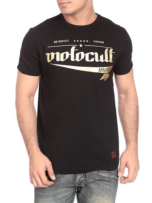 black cotton chest print tshirt - 12763803 - Very Small Image - 1