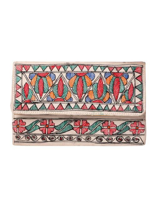 imithila handpainted cotton clutch with mithila art style painting of flowers for women and girls - 12773684 - Very Small Image - 1