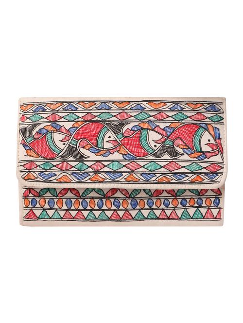 imithila handpainted ethnic wear clutch with madhubani painting of auspicious fishes for women and girls - 12773690 - Very Small Image - 1