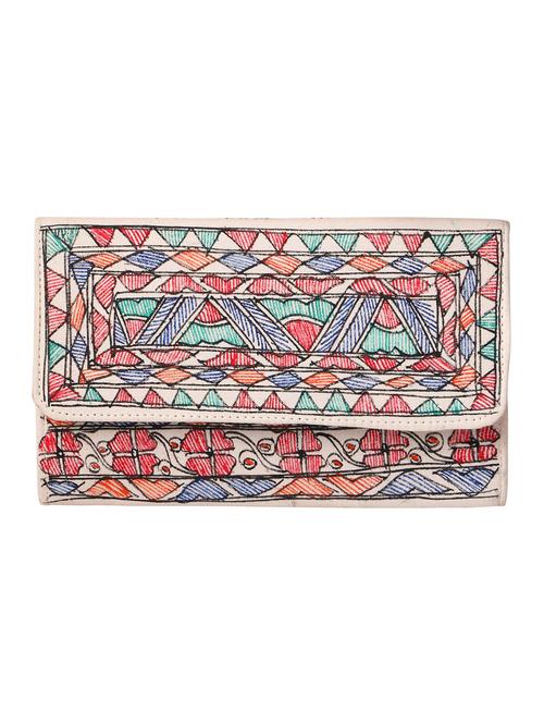 imithila handpainted jeans casual wear clutch with madhubani painting of parrots & flowers for women and girls - 12773696 - Very Small Image - 1
