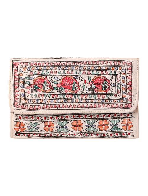 imithila handpainted clutch with madhubani painting of peacock and fishes for women and girls - 12773710 - Very Small Image - 1
