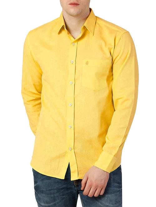 yellow cotton casual shirt - 12776132 - Very Small Image - 1