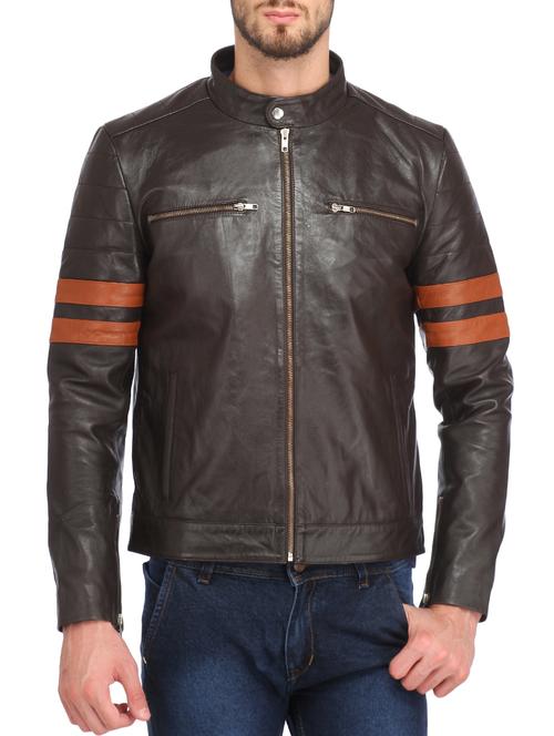 brown leather biker jacket - 12776680 - Very Small Image - 1