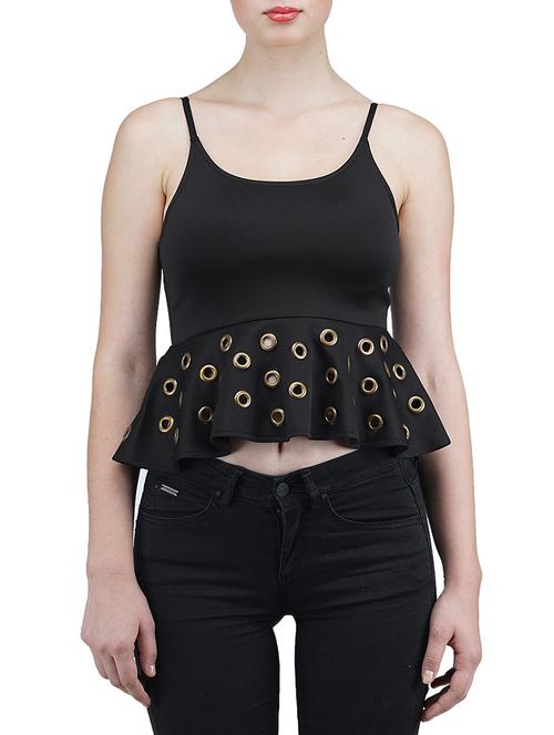 black polyester peplum top - 12776694 - Very Small Image - 1