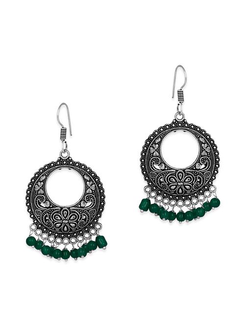 silver metal chandbali earrings - 12776947 - Very Small Image - 1