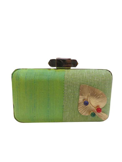 green silk clutch - 12777094 - Very Small Image - 1
