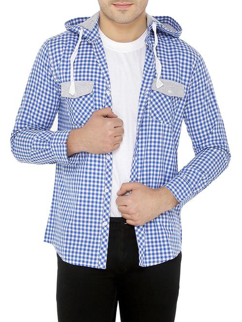 blue cotton casual shirt - 12777306 - Very Small Image - 1