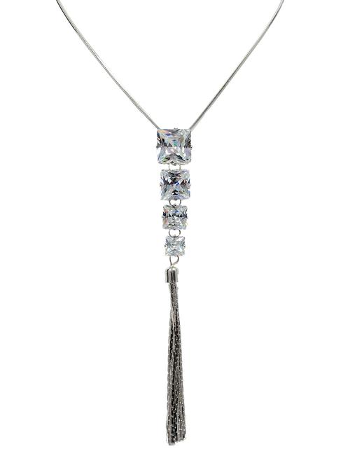 silver brass long necklace - 12777376 - Very Small Image - 1