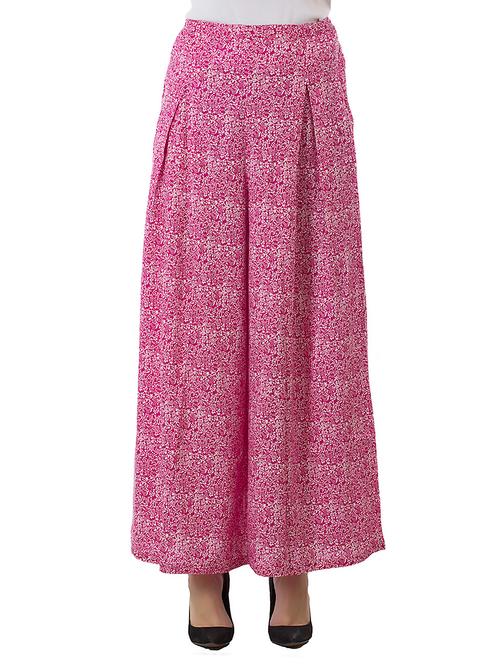 pink printed viscose palazzo - 12777417 - Very Small Image - 1