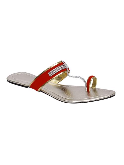red one toe kolhapuri - 12779714 - Very Small Image - 1