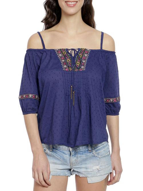 dark blue peasant top - 12779765 - Very Small Image - 1