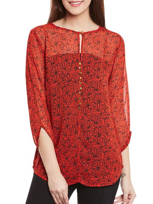 keyhole neck printed top - 12780065 - Very Small Image - 1