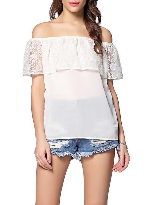 off shoulder lace detailed top - 12780536 - Very Small Image - 1