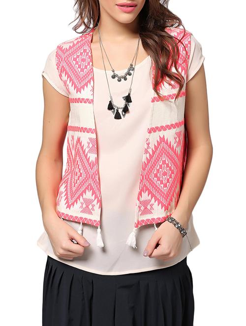 white & pink cotton jacket - 12780542 - Very Small Image - 1