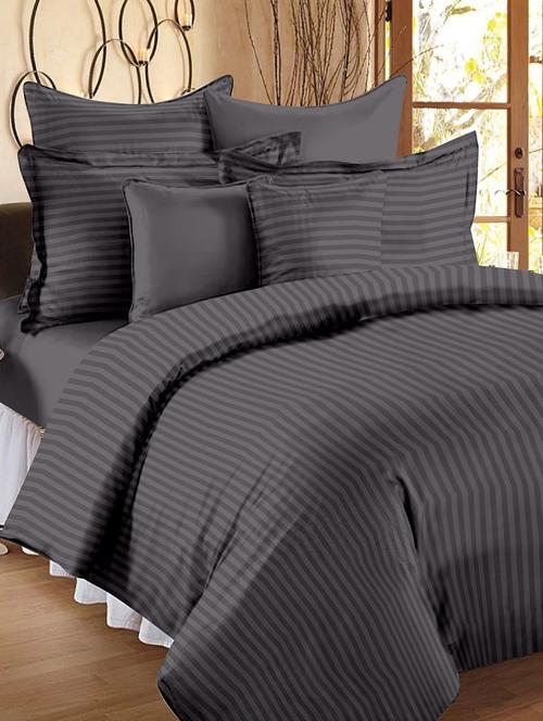 ahmedabad cotton premium satin striped single bedsheet with 1 pillow cover - 12786124 - Very Small Image - 1