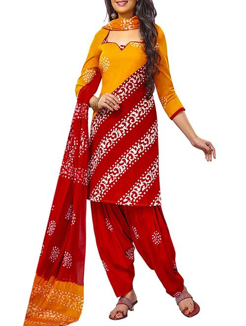 yellow cotton printed unstitched suit - 12786420 - Very Small Image - 1