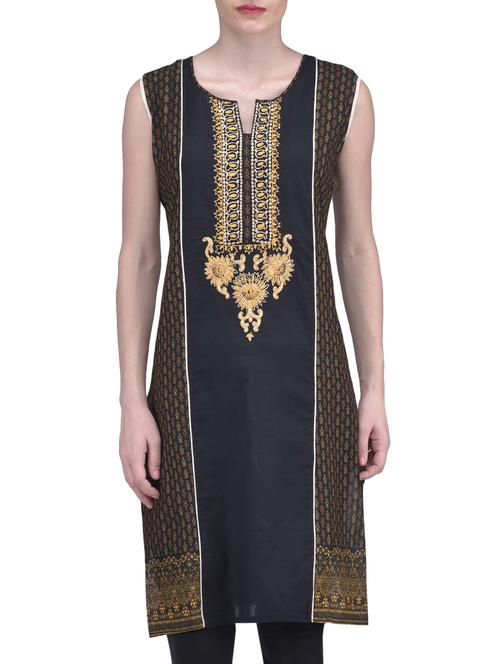 black cotton printed kurti - 1278659 - Very Small Image - 1