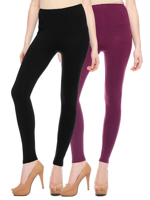 set of 2 multicolored cotton leggings - 12787580 - Very Small Image - 1